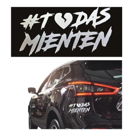 Calcomanía Todas Mienten Sticker Pegatina Adhesiva Vinilo Resistente Agua/UVA para Moto Auto Casco Laptop Universal | 17x9cm (Plata)