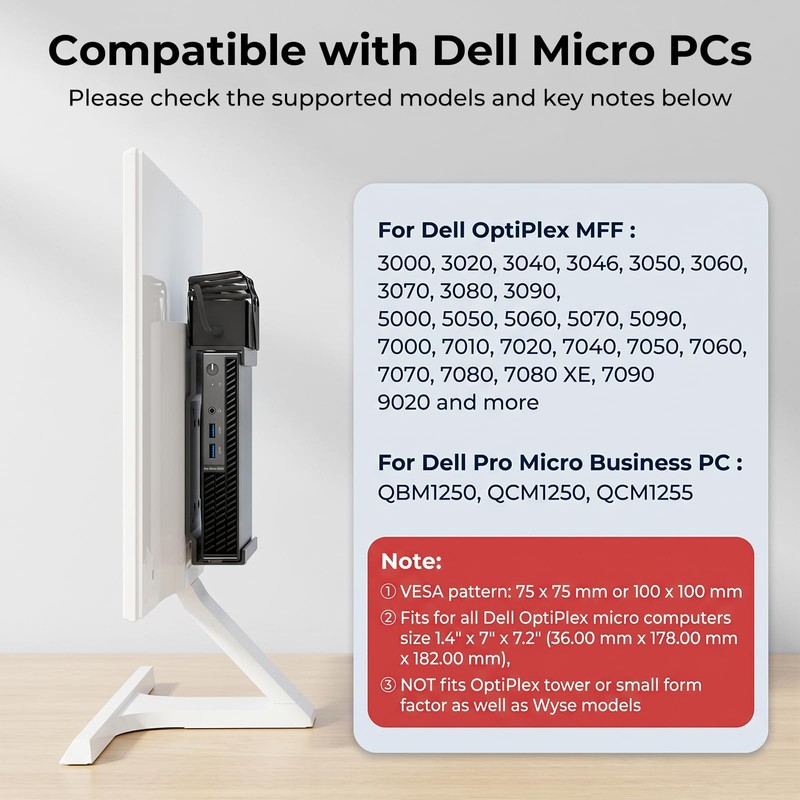Mini PC Mount for Dell with Desk Clamp Micro PC