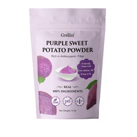 Grelim Polvo De Camote Morado Premium 8 Oz, Ube Natural Puro (Ñame Morado) Polvo Sin Gluten Vegano Sin Ogm Polvo Colorante Alimenticio Morado 227G