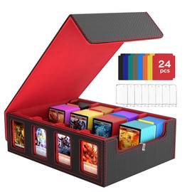 BORISI Card Storage Box for Trading Cards With 8 Card Supports, 3000+ MTG Deck Box with 24 Colorful Dividers, Trading Card Storage Box with Viewing Windows, Commander Deck Box for Magic Game Cards
