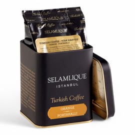 SELAMLIQUE TURKISH COFFEE ISTANBUL Orange Flavored Turkish coffee 125gr. (4.40oz) ultra fine powder coffee (Orange)