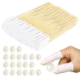 MEMOFYND 200 Pcs Pet Ear Cleaning Cotton Buds with 20 Gloves Large Pet Cotton Buds for Pet Cleaning