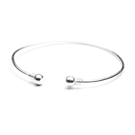 HUNO Minimalist Metal Punk Spiral Coil Upper Arm Cuff Open Arm Bracelet Armlet Adjustable Hammered Wrap Armband Bangle for Women (Bead Silver)