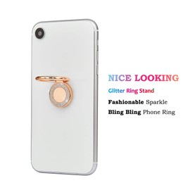lenoup Glitter Bling Bling Phone Ring Holder,Sparkle Phone Ring Kickstand, Cell Phone Finger Ring Grip for Almost All Phones/Pad(Rose Gold)