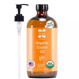 Organic Castor Oil - Cold Pressed,Hexane Free-  100% Pure & Certified-  16oz