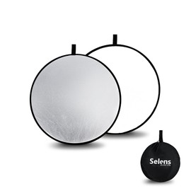 Selens Reflector for Photography, Foldable, 17.7 inches (45 cm) Diameter, Small, Round Reflector, Silver/White, 2-in-1 Studio Shooting Reinforcement, Carrying Case