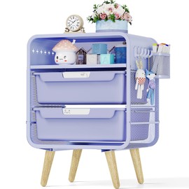 SYKIARIOL Blue Nightstand With Storage Drawer, Cute End Table, Bedside Table for Bedroom, Living Room, Dorm, Office - Small Furniture for Kids