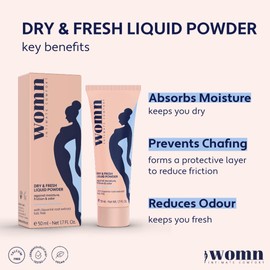 womn Intimate Comfort DRY & FRESH LIQUID POWDER – talc-free liquid body powder against moisture, friction & odour, 50 ml