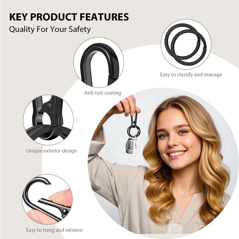 DMENER 4PCS Metal Keychain Clip Hook Keychain Keyring Key Chain