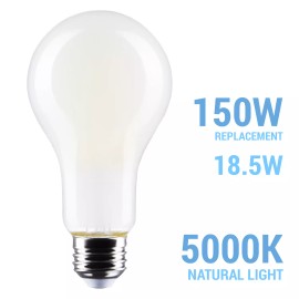 Satco S12449 LED 120 Volt 18.5W 150W A21 Medium E26 Dimmable 5000K Natural Light