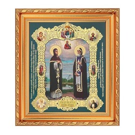 NKlaus - Petrus und Fevroniya - Ikone im Rahmen mit Glas 21x18cm christlich - Segen 39074