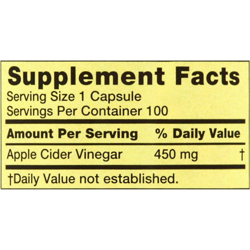 Spring Valley Apple cider vinegar capsules Spring Valley 450mg, 100