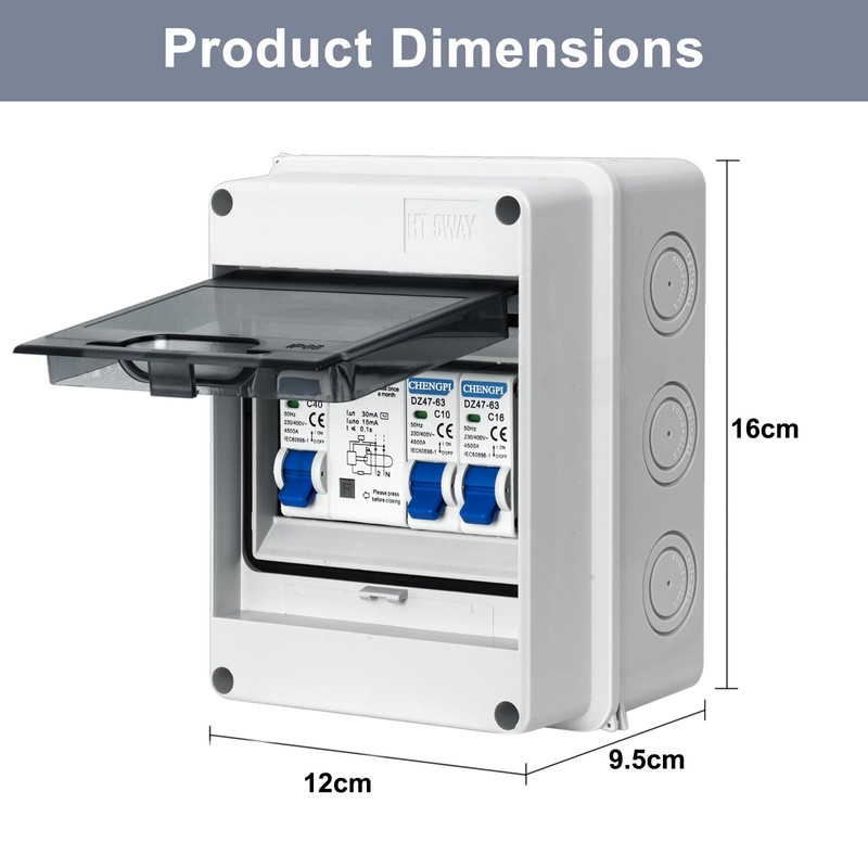 CHENGPI Surface-Mounted Fuse Box IP65, Surface-Mounted Distributor Small Distribution, Distribution