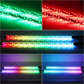 Beatto 2PCS 3FT(0.9M) RF Remote Control RGB LED Whips Light with Dacning/Chasing, Antenna Light for Off- Road Vehicle ATV UTV RZR Jeep Trucks Dunes. (3FT-2PCS)