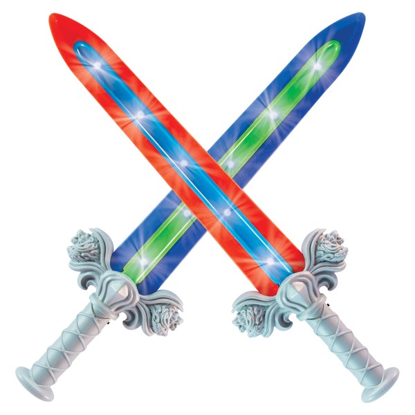 Geospace Geosword Soft and Safe Dueling Sword - 2 Pack with LED Lights & Movement Battle Sounds, Assorted Colors (Green or Red)