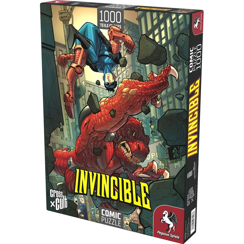 Pegasus Spiele 76001G Jigsaw Puzzle: Invincible (Invincible vs. Dinosaurus), 1,000