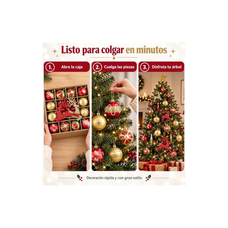 Esferas de Navidad, 40 Unidades Juego de Bolas de Navidad
