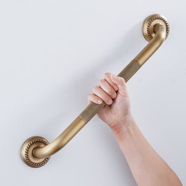 IMPEU Heavey Duty Grab Bar, 16-Inch Sturdy Hand Rail, Stylish Bathroom Armrest, Antique Brass Finish, Good for Senior, Kids, Elderly