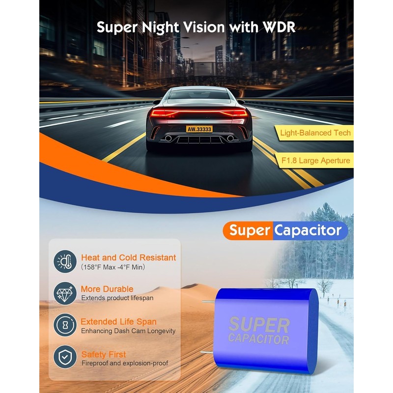 Sarmert C1 5K Dash Cam, Built-in GPS 5G WiFi, 5K/4K/2.5K