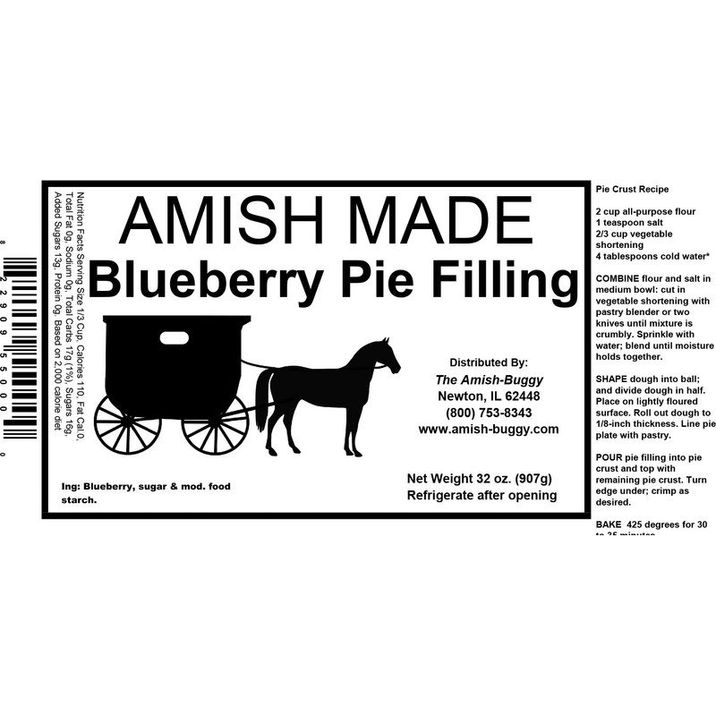 Amish Pie Filling - TWO 32 Oz Jars (Blueberry)