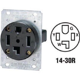 Leviton (1)-Leviton 30A Flush Mount Black 14-30R 4-Wire Dryer Power Outlet R10-00278-S00