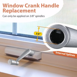 MorningRo 2 Pack Window Crank Handle Replacement H 3966, 3/8" Spline Socket Crank Handle with Smooth 360 Degree Operation, Casement Window Rotating Handles Provide Security for Windows