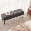 CUYOCA Storage Ottoman Bench, 40" Faux Leather Tufted Entryway Bench,