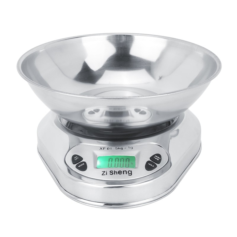 5kg/1g Portable Electronic Digital Kitchen Scale Stainless Steel Cooking Food