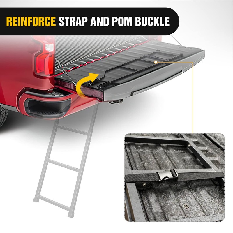 Nilight Foldable Truck Tailgate Ladder for Pickup with Aluminum Step