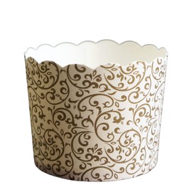 BAKE-IN-CUP 50-Pack Paper Baking Cups, Greaseproof Disposable Cupcake Muffin Liners (Large, Gold Scroll)