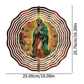 Virgin Mary Prayer Wind Spinner, Metal Wind Spinners Outdoor Indoor, Virgin Mary Hanging Garden Decor for Outside, Stainless Wind Spinners for Yard and Garden 10 inch 3D (25.76X25 CM)