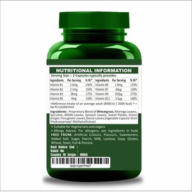 Herbal Magic's Pure & Natural Blend -Vitamin B-Complex 60 Veg Capsules - Made from 14 Different Fruits, Vegetables & Herbs UKAS LAB Tested in UK No Fillers/Colors/Preservatives/maltodextrin
