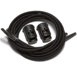 iBungee Cordones Elásticos 96 cm, Negros con Sujetador Negro