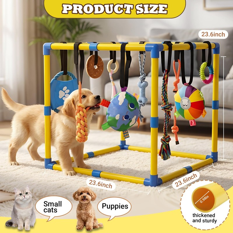 Puppy Play Gym with 10 Hanging Toys, 23.6" Removable Small
