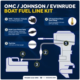 Five Oceans OMC/Johnson/Evinrude Marine Boat Fuel Line Kit, 3/8-Inch x 6-Foot, EPA/CARB Approved - FO4280-2152-OMC