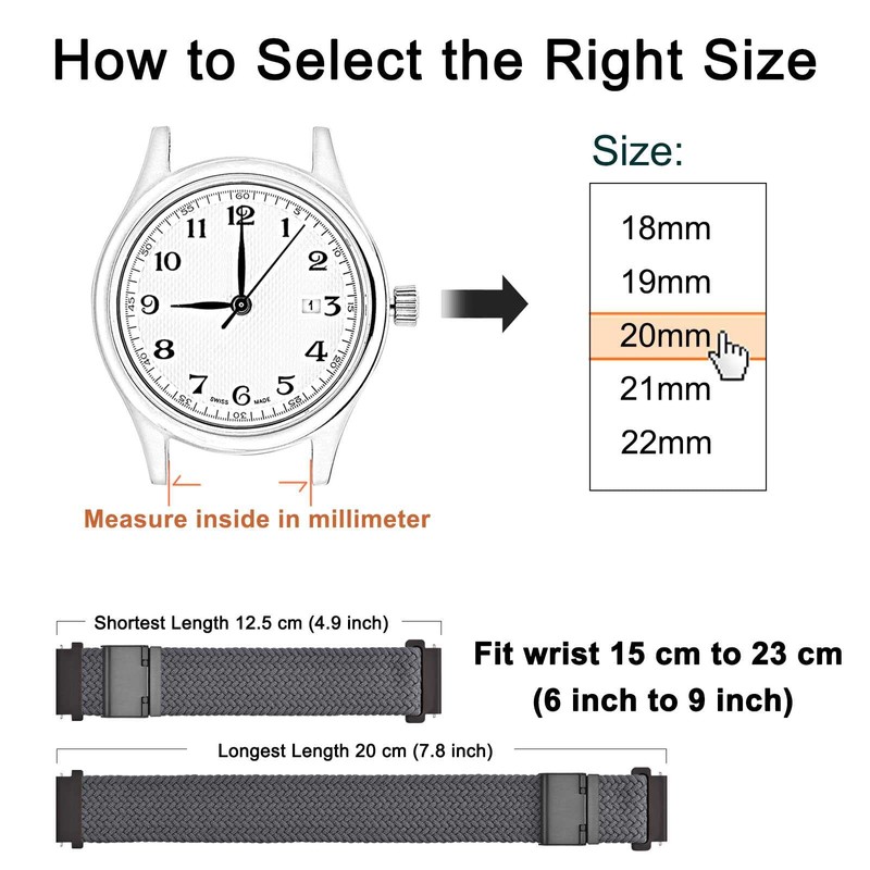 WOCCI 20mm Braided Nylon Watch Bands for Men and Women,