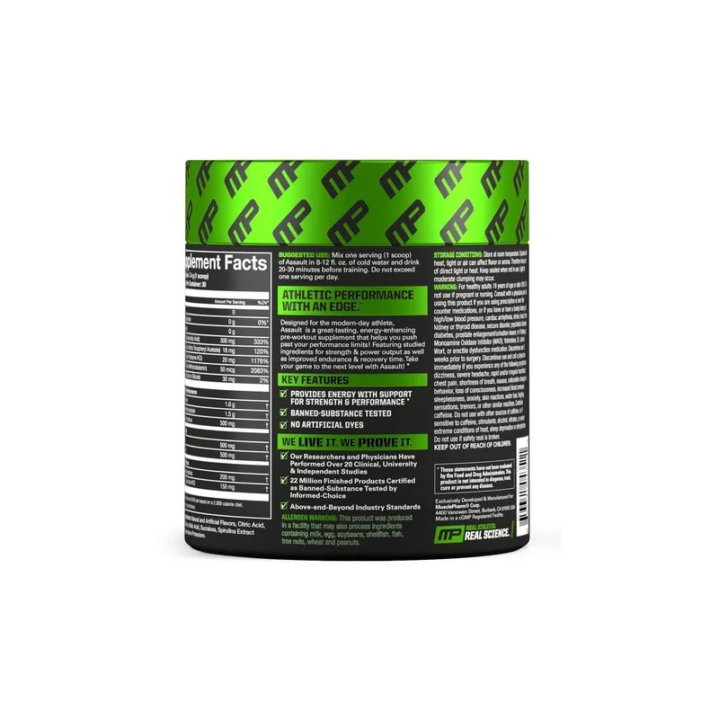 Musclepharm Pre-workout Assault C Creatina Y Beta A 30 Srv