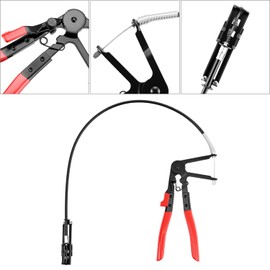 QWORK 3Pcs Hose Clamp Pliers Kit, Long Reach Wire Spring Clamp Remover, Compatible with Vehicle Coolant Radiator Heater