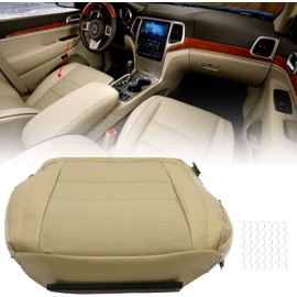 ECOTRIC Driver Seat Bottom Cover Compatible with 2011-2022 Jeep Grand Cherokee Limited Tan Artificial Leather Car Seat Cover LH Side