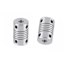 Aluminium Alloy Flexible Coupling, Silver 7mm to 7mm Shaft Coupling Connectors Flexible Coupler, 19x25mm, 4 Pcs