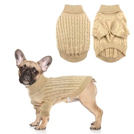 Vehomy Dog Turtleneck Sweater Dog Pullover Sweater for Small Medium Dogs Pet Knitwear Clothes Dog Knitted Sweater Outfit Puppy Dog Cat Warm Shirt Clothes L