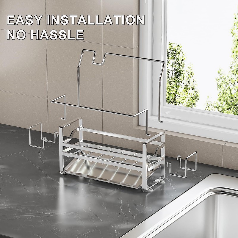 Kloahmo 304 Stainless Steel Rustproof Kitchen Sponge Holder - Suction