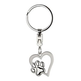 k/A Keyring Heart with Paw Metal Keyring, silver