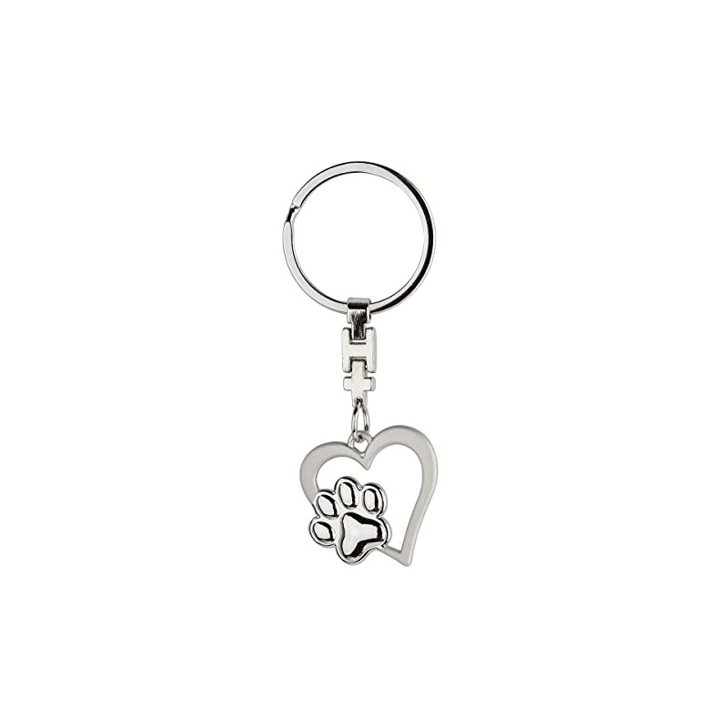 k/A Keyring Heart with Paw Metal Keyring, silver