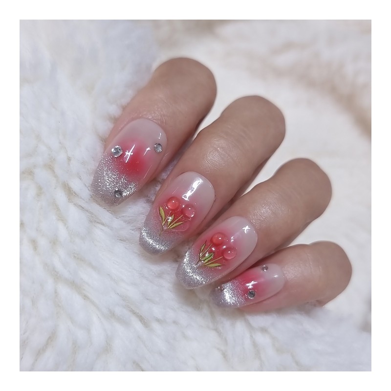Tulip Cheek Magnet Handmade Nail Tips - Medium Oval /