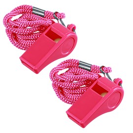 Alrhso 2Pcs Pink Coach Whistle with Lanyard Plastic Loud Sports Whistles for Outdoor Enthusiasts Dog Training Party Favors Basketball