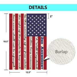 Shmbada American 2nd Second Amendment Burlap Garden Flag, Premium Material Double Sided Outdoor US Patriotic Decorative Flags for Home Garden Yard Lawn, 12.5 x 18.5 Inch
