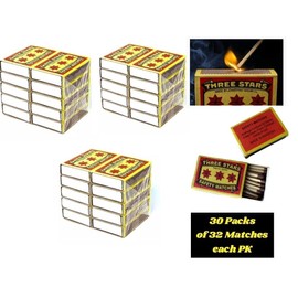 Swedish Camping Matches Three Stars Safety Matches 3 Pks/10 Pks/32 matches ea.