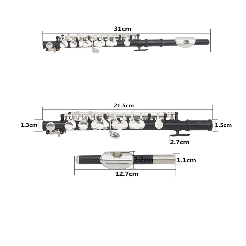 Detachable Silver Plated C Piccolo With Screwdriver PU Leather Box