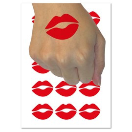 Kiss Lips Temporary Tattoo Water Resistant Fake Body Art Set Collection - 54 1" Tattoos (1 Sheet)